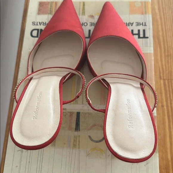 Reformation Satin Heeled Mules - Picture 7 of 8